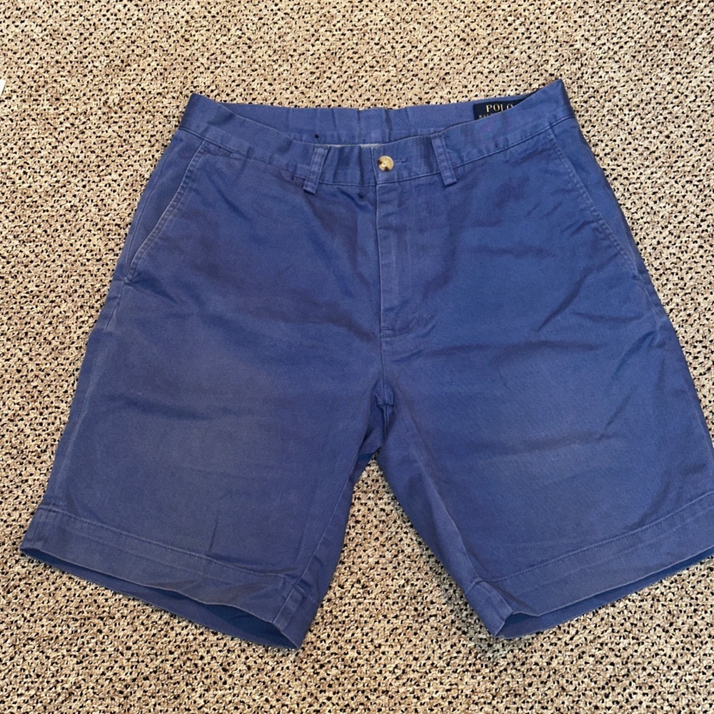 Polo Ralph Lauren Mens Classic Fit 9 Inch Chino Shorts Blue Cotton Size 30